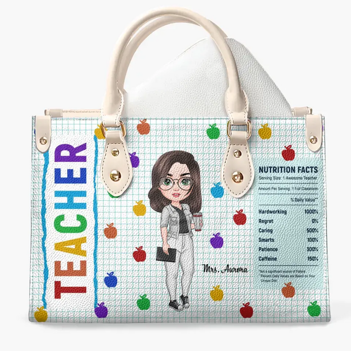 Personalized Leather Bag - Birthday, Teacher's Day Gift For Teacher - Nutrition Facts ARND018