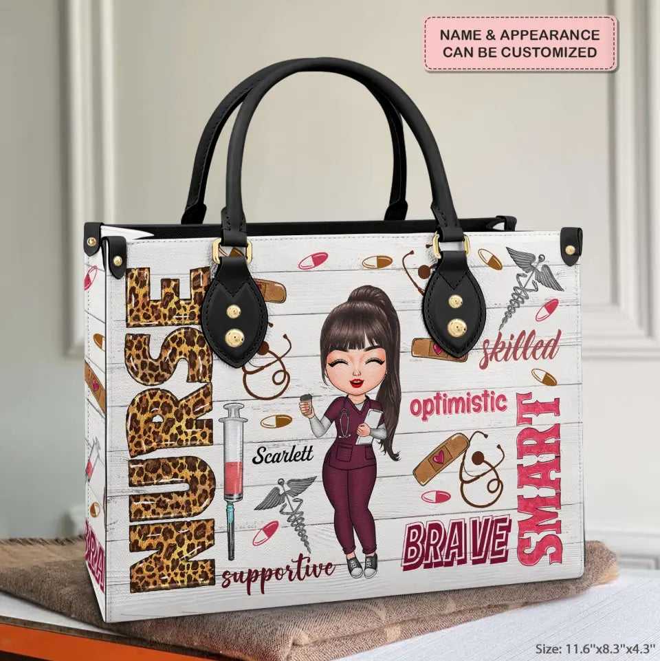 Personalized Leather Bag - Birthday, Nurse's Day Gift For Nurse - Smart Brave Tough ARND005