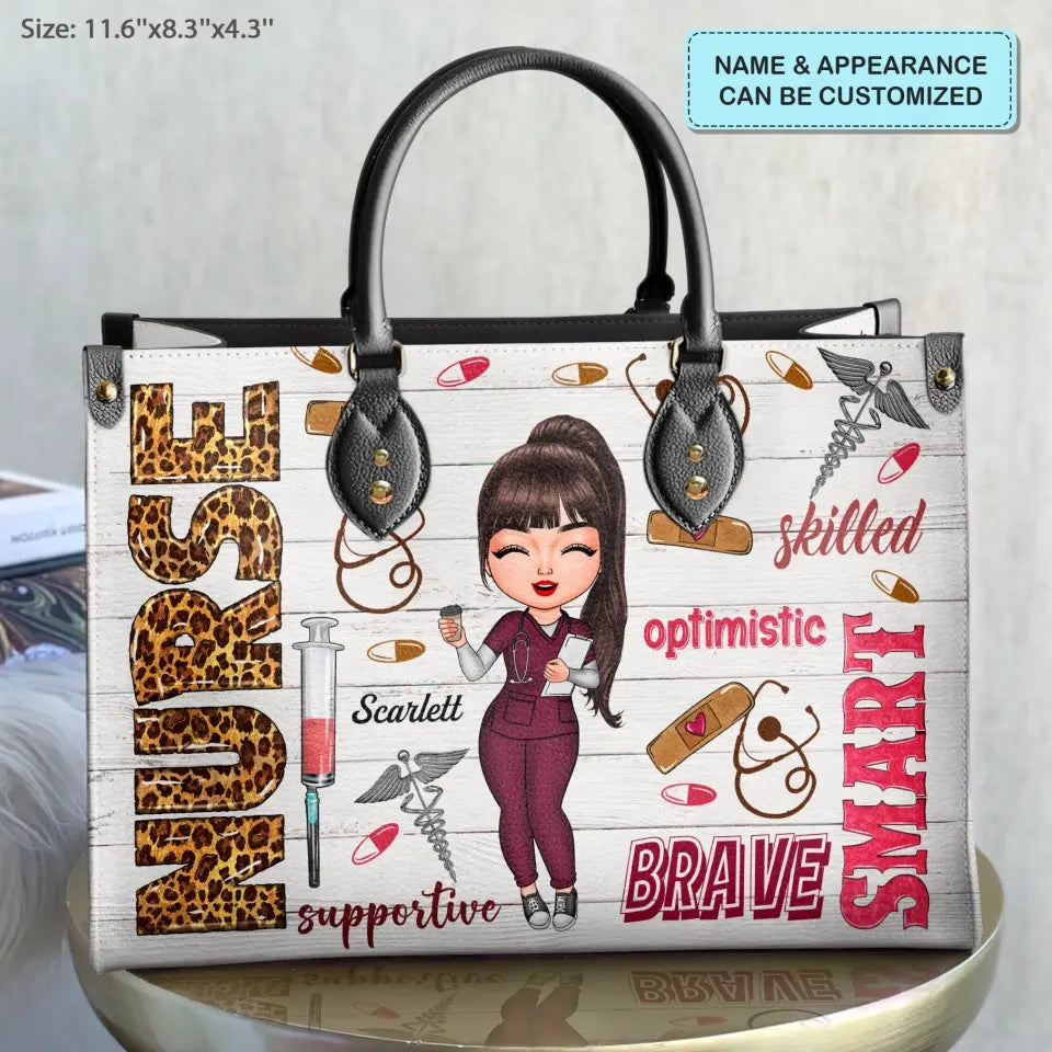 Personalized Leather Bag - Birthday, Nurse's Day Gift For Nurse - Smart Brave Tough ARND005