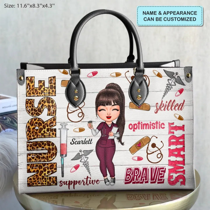 Personalized Leather Bag - Birthday, Nurse's Day Gift For Nurse - Smart Brave Tough ARND005