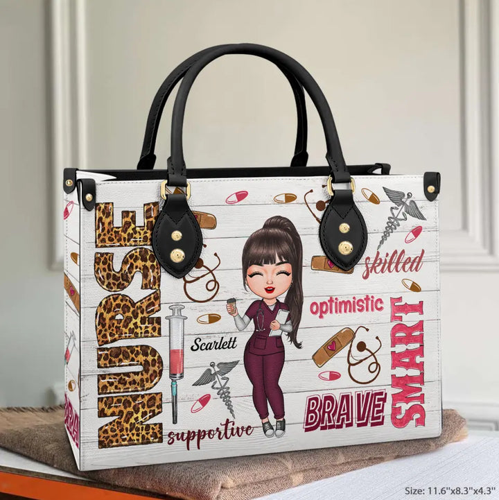 Personalized Leather Bag - Birthday, Nurse's Day Gift For Nurse - Smart Brave Tough ARND005
