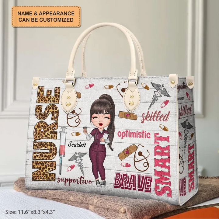 Personalized Leather Bag - Birthday, Nurse's Day Gift For Nurse - Smart Brave Tough ARND005