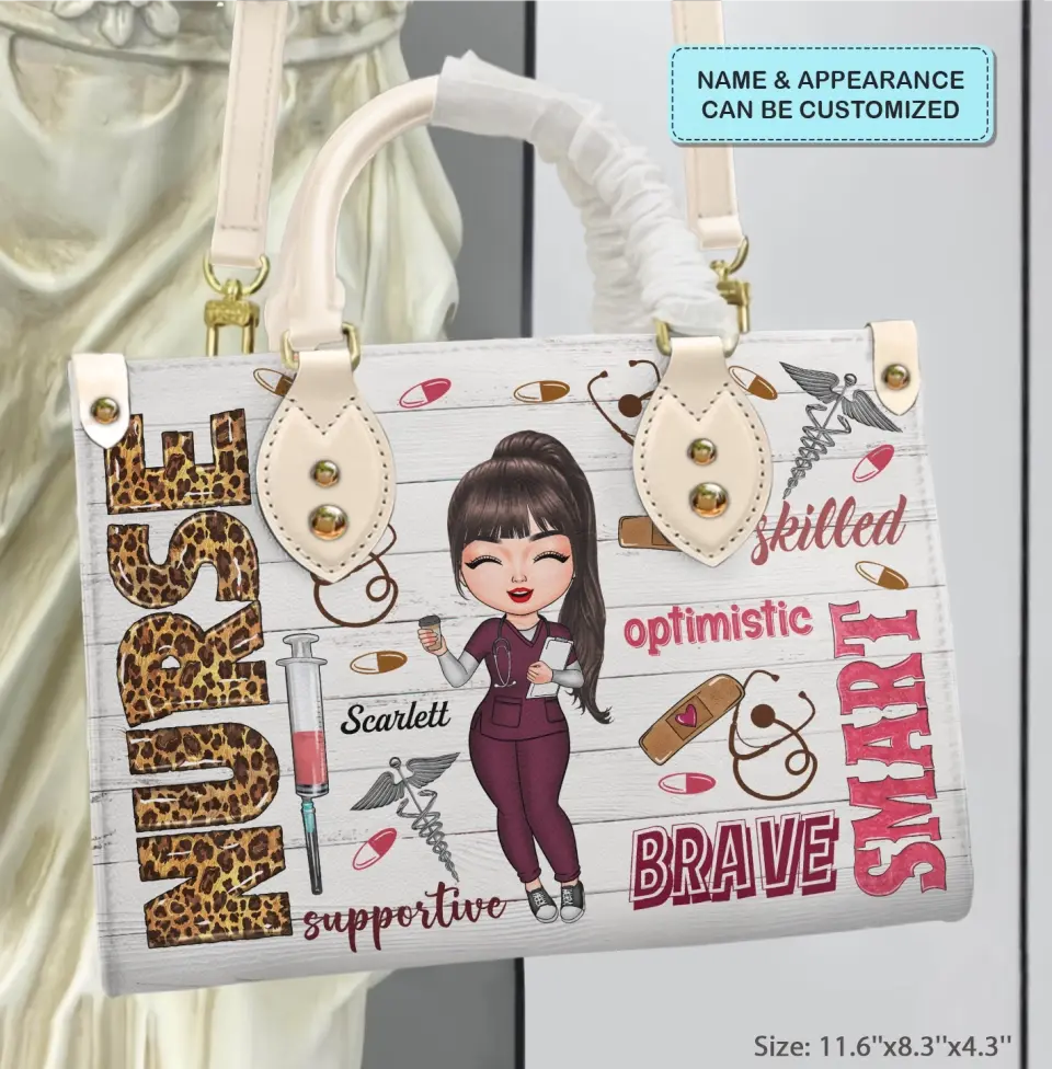 Personalized Leather Bag - Birthday, Nurse's Day Gift For Nurse - Smart Brave Tough ARND005