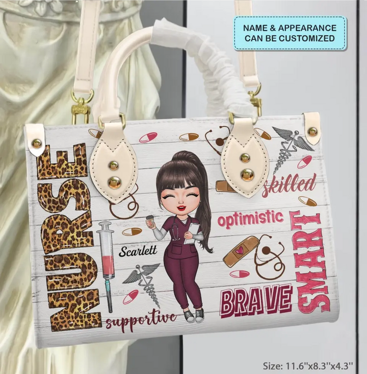 Personalized Leather Bag - Birthday, Nurse's Day Gift For Nurse - Smart Brave Tough ARND005