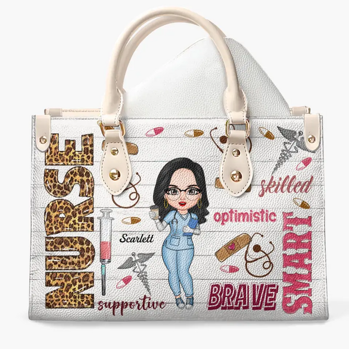 Personalized Leather Bag - Birthday, Nurse's Day Gift For Nurse - Smart Brave Tough ARND005