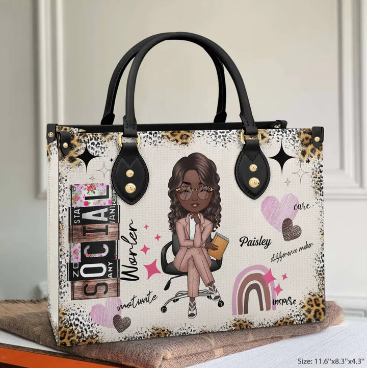 Personalized Leather Bag - Birthday Gift For Social Worker - Social Worker Life ARND018