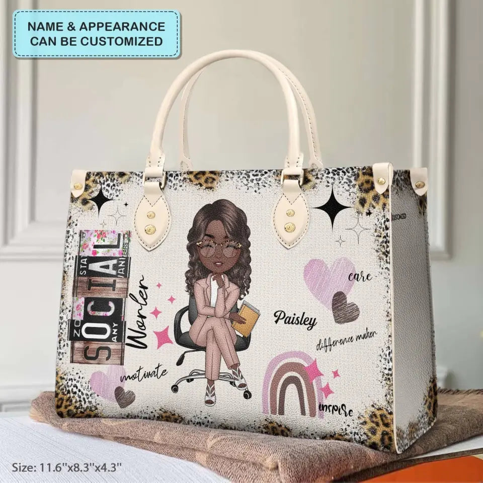 Personalized Leather Bag - Birthday Gift For Social Worker - Social Worker Life ARND018