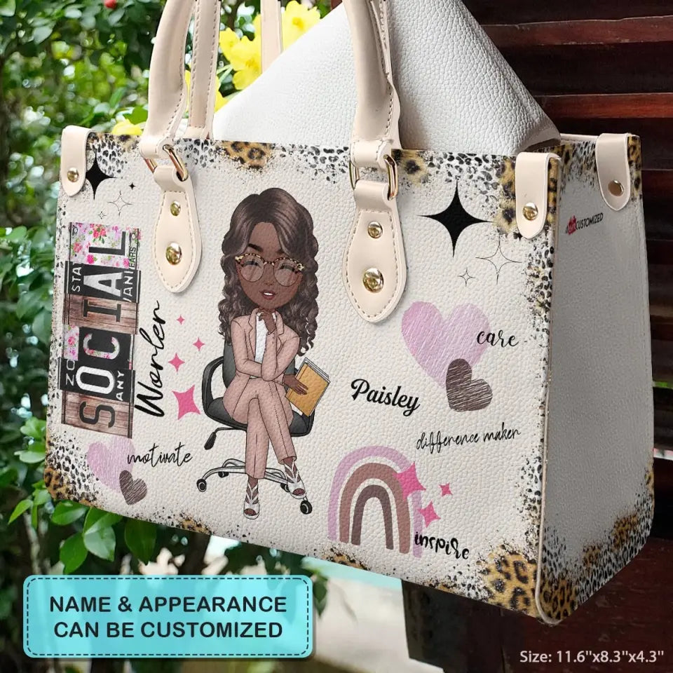 Personalized Leather Bag - Birthday Gift For Social Worker - Social Worker Life ARND018