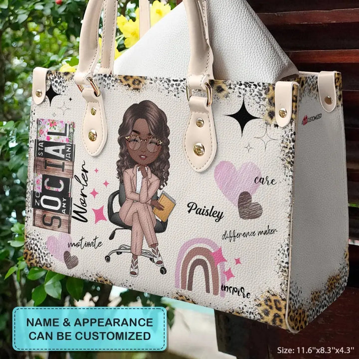 Personalized Leather Bag - Birthday Gift For Social Worker - Social Worker Life ARND018