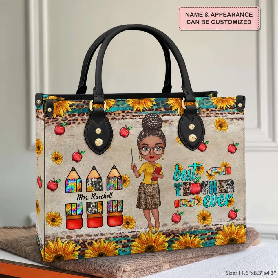 Personalized Leather Bag - Birthday, Teacher's Day Gift For Teacher - Best Teacher Ever ARND005