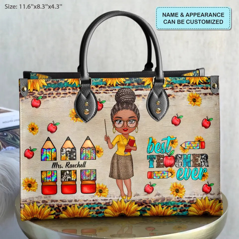 Personalized Leather Bag - Birthday, Teacher's Day Gift For Teacher - Best Teacher Ever ARND005