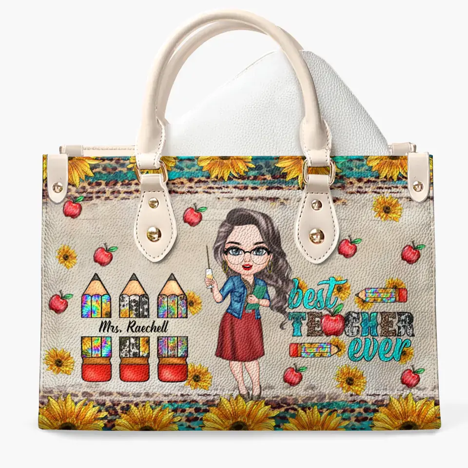 Personalized Leather Bag - Birthday, Teacher's Day Gift For Teacher - Best Teacher Ever ARND005