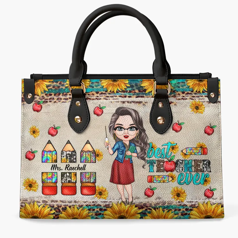 Personalized Leather Bag - Birthday, Teacher's Day Gift For Teacher - Best Teacher Ever ARND005