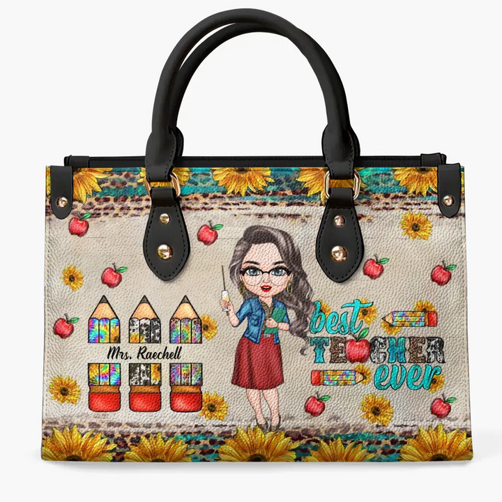 Personalized Leather Bag - Birthday, Teacher's Day Gift For Teacher - Best Teacher Ever ARND005
