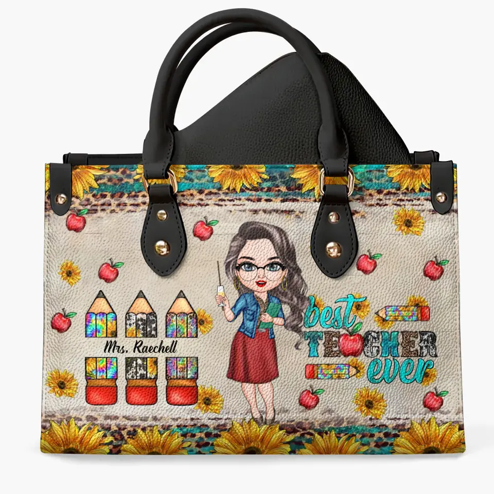 Personalized Leather Bag - Birthday, Teacher's Day Gift For Teacher - Best Teacher Ever ARND005
