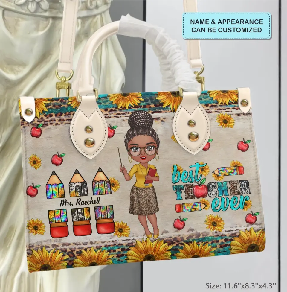 Personalized Leather Bag - Birthday, Teacher's Day Gift For Teacher - Best Teacher Ever ARND005