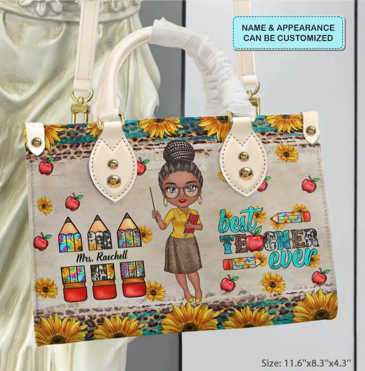 Personalized Leather Bag - Birthday, Teacher's Day Gift For Teacher - Best Teacher Ever ARND005