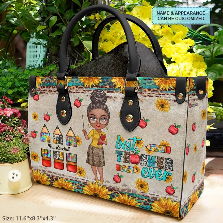 Personalized Leather Bag - Birthday, Teacher's Day Gift For Teacher - Best Teacher Ever ARND005