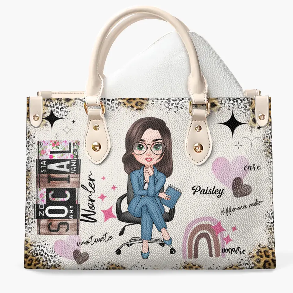Personalized Leather Bag - Birthday Gift For Social Worker - Social Worker Life ARND018