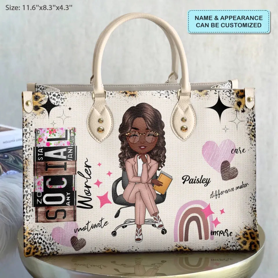 Personalized Leather Bag - Birthday Gift For Social Worker - Social Worker Life ARND018