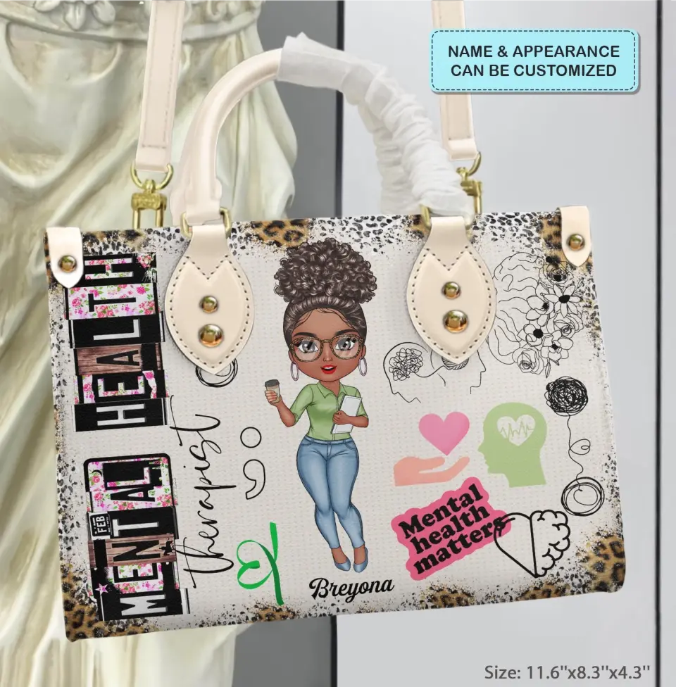 Personalized Leather Bag - Gift For Mental Health Therapist, Psychologist - Being A Mental Health Therapist ARND0014