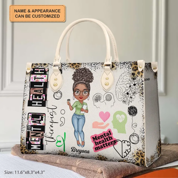 Personalized Leather Bag - Gift For Mental Health Therapist, Psychologist - Being A Mental Health Therapist ARND0014