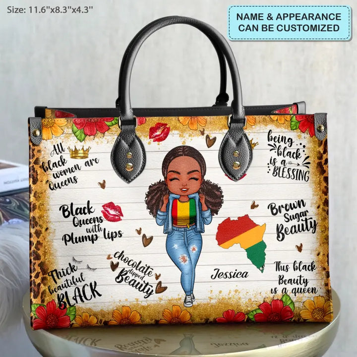 Personalized Leather Bag - Juneteenth, Birthday Gift For Black Woman - Brown Sugar Beauty ARND005