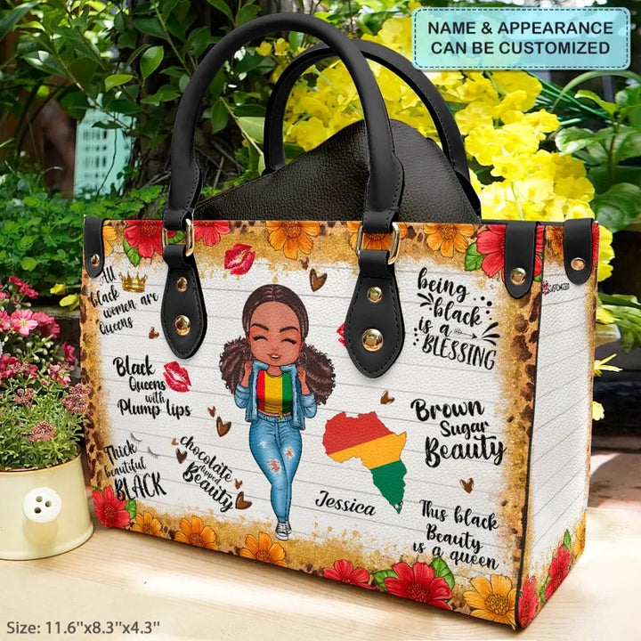 Personalized Leather Bag - Juneteenth, Birthday Gift For Black Woman - Brown Sugar Beauty ARND005