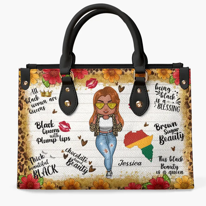 Personalized Leather Bag - Juneteenth, Birthday Gift For Black Woman - Brown Sugar Beauty ARND005