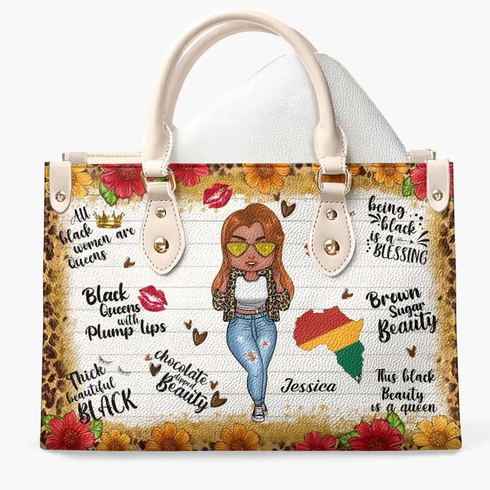 Personalized Leather Bag - Juneteenth, Birthday Gift For Black Woman - Brown Sugar Beauty ARND005