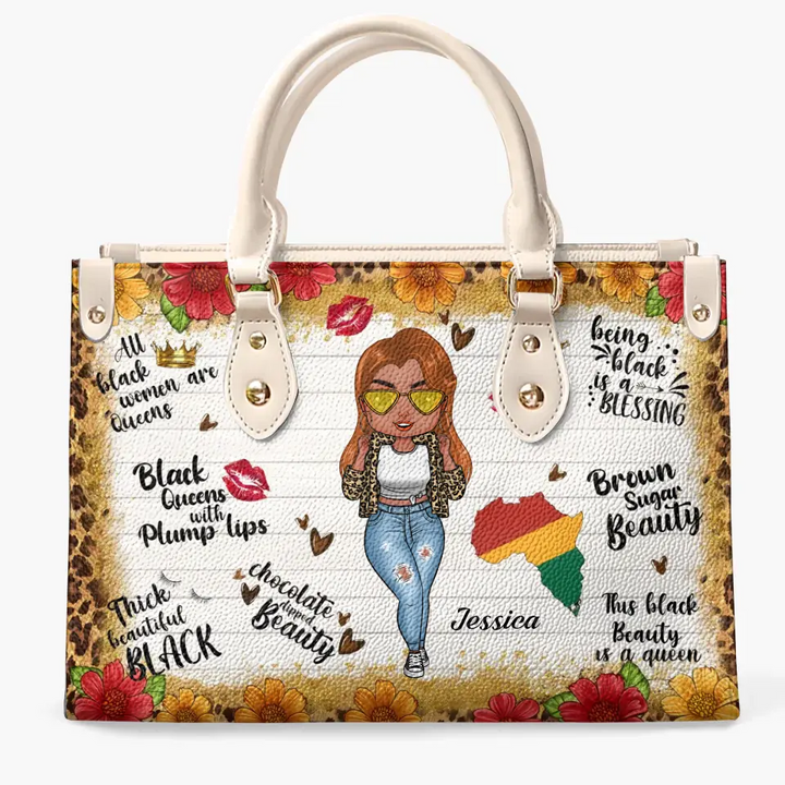 Personalized Leather Bag - Juneteenth, Birthday Gift For Black Woman - Brown Sugar Beauty ARND005