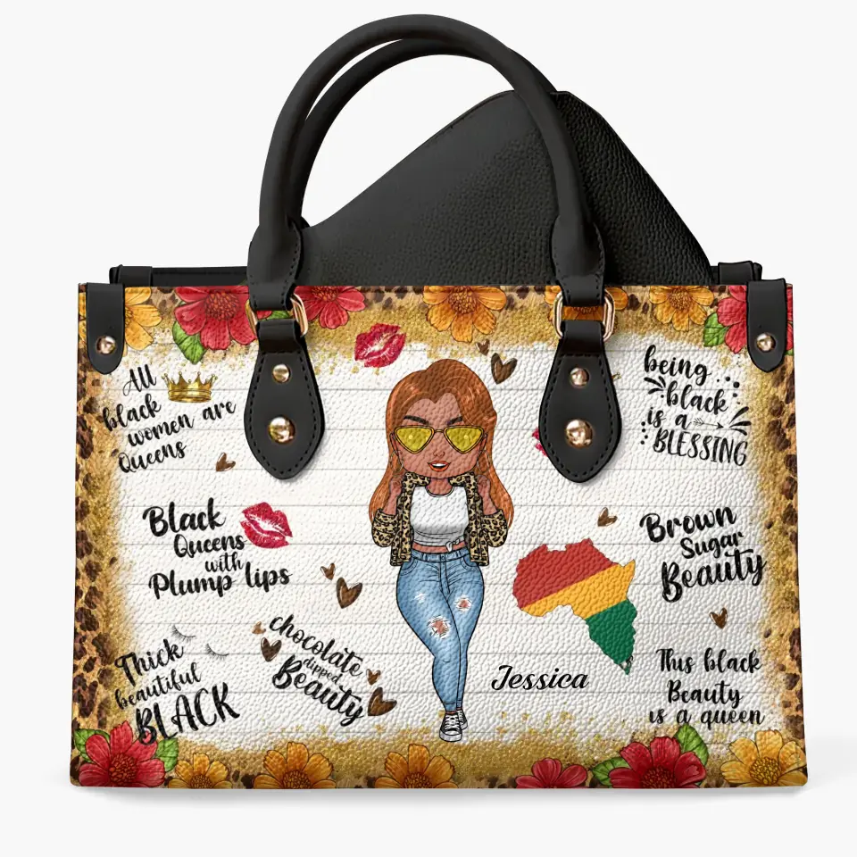 Personalized Leather Bag - Juneteenth, Birthday Gift For Black Woman - Brown Sugar Beauty ARND005