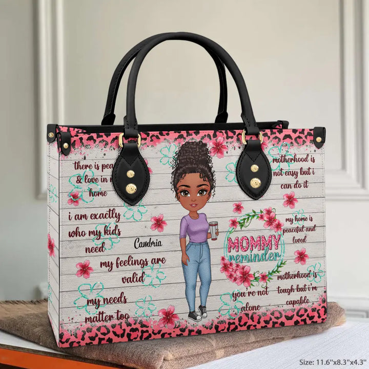 Personalized Leather Bag - Birthday, Mother's Day Gift For Mom, Grandma - Mommy Reminder ARND005