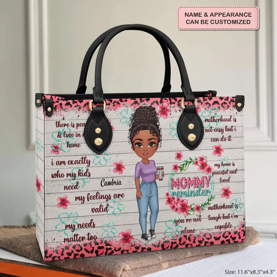 Personalized Leather Bag - Birthday, Mother's Day Gift For Mom, Grandma - Mommy Reminder ARND005