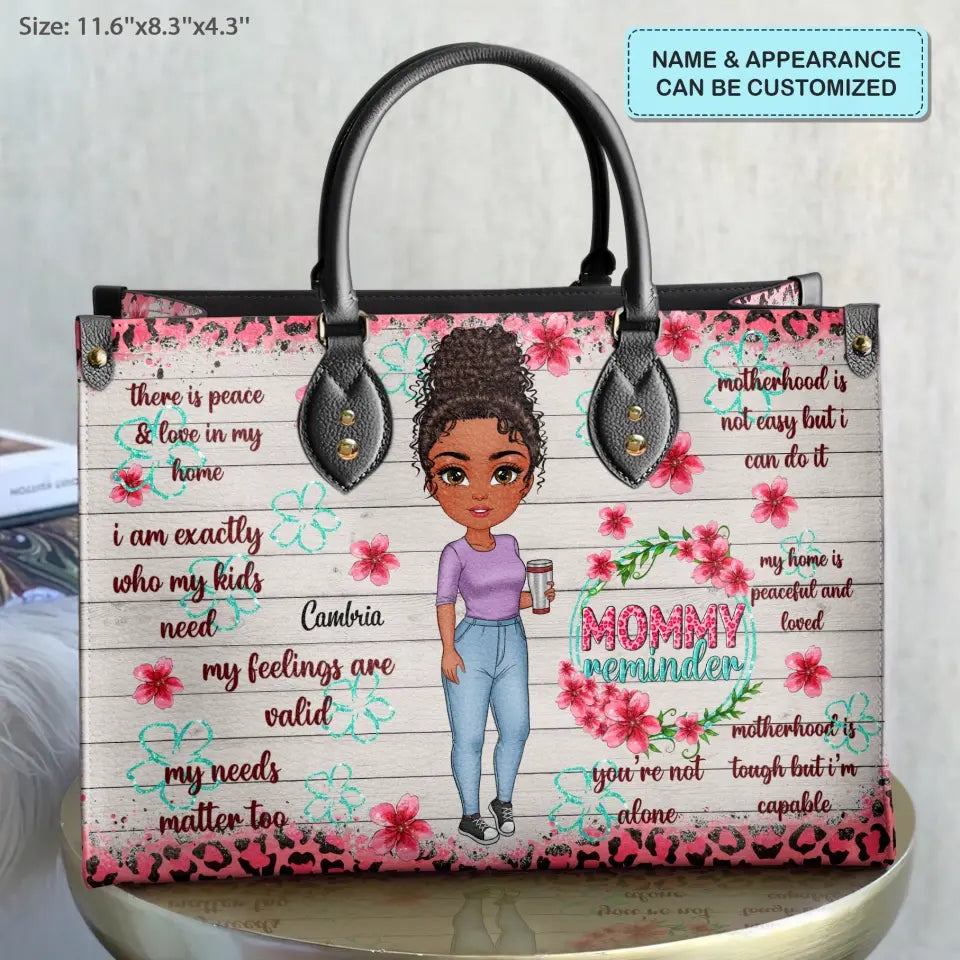 Personalized Leather Bag - Birthday, Mother's Day Gift For Mom, Grandma - Mommy Reminder ARND005