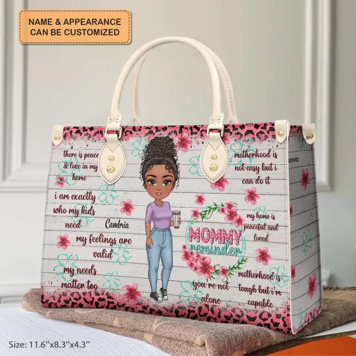 Personalized Leather Bag - Birthday, Mother's Day Gift For Mom, Grandma - Mommy Reminder ARND005