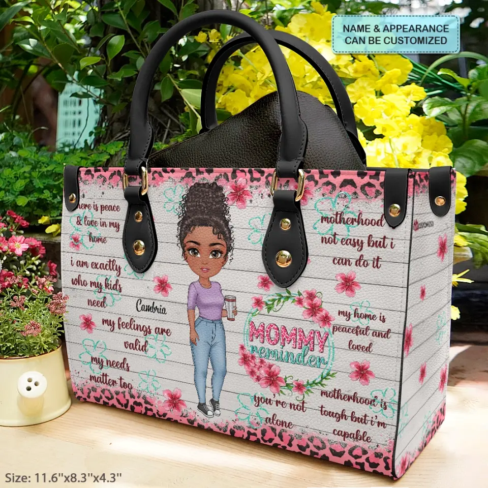 Personalized Leather Bag - Birthday, Mother's Day Gift For Mom, Grandma - Mommy Reminder ARND005
