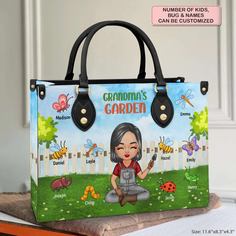 Personalized Leather Bag - Mother's Day, Birthday Gift For Mom, Grandma - Grandma's Garden ARND018