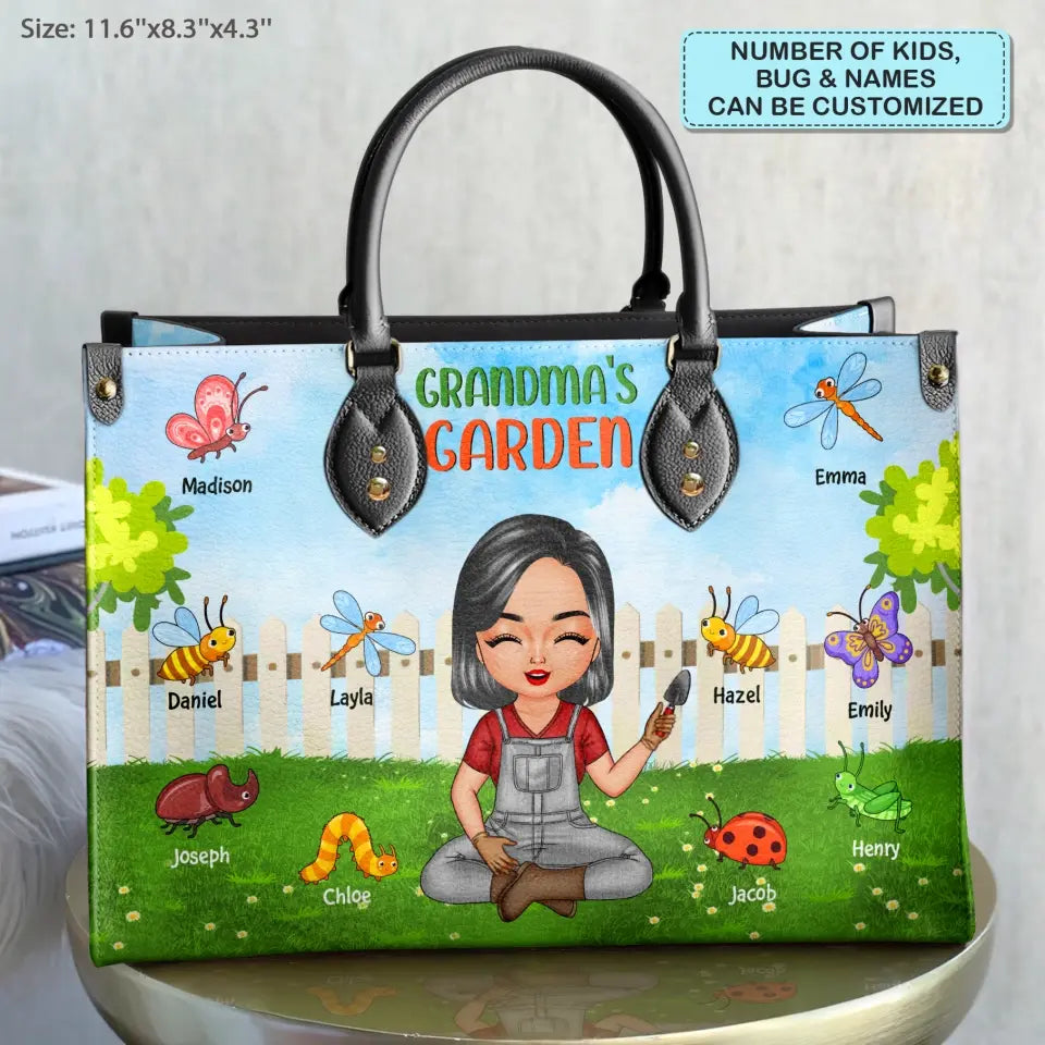 Personalized Leather Bag - Mother's Day, Birthday Gift For Mom, Grandma - Grandma's Garden ARND018