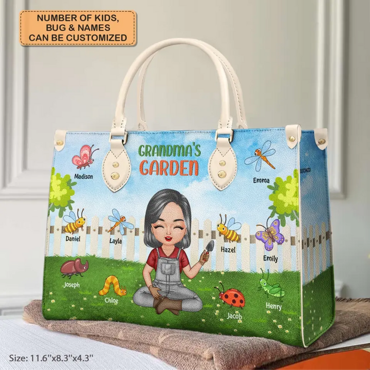 Personalized Leather Bag - Mother's Day, Birthday Gift For Mom, Grandma - Grandma's Garden ARND018