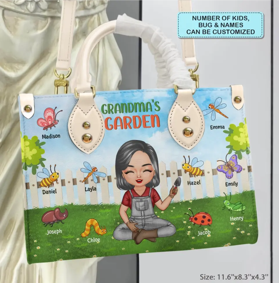 Personalized Leather Bag - Mother's Day, Birthday Gift For Mom, Grandma - Grandma's Garden ARND018