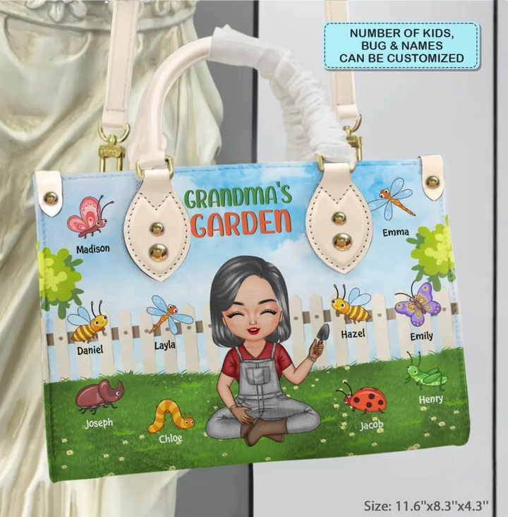 Personalized Leather Bag - Mother's Day, Birthday Gift For Mom, Grandma - Grandma's Garden ARND018