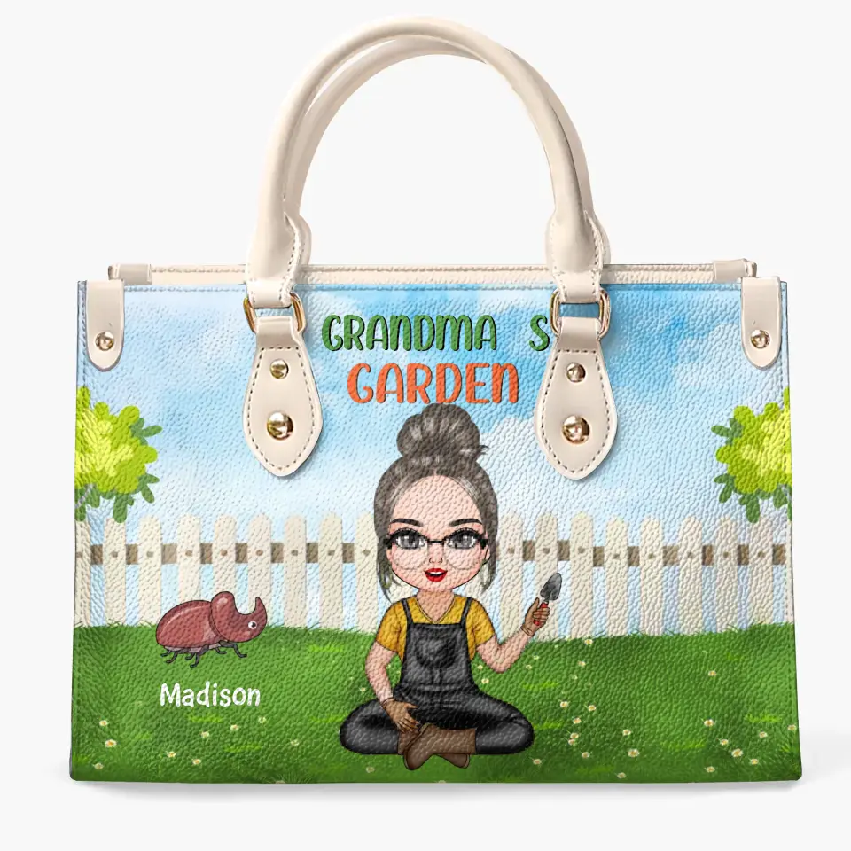 Personalized Leather Bag - Mother's Day, Birthday Gift For Mom, Grandma - Grandma's Garden ARND018