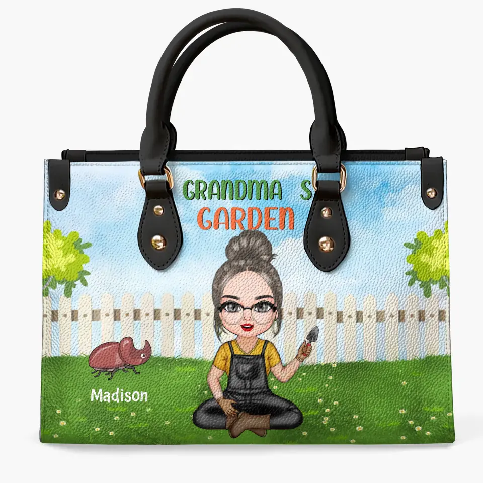 Personalized Leather Bag - Mother's Day, Birthday Gift For Mom, Grandma - Grandma's Garden ARND018