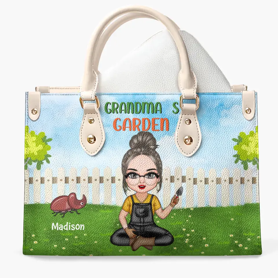 Personalized Leather Bag - Mother's Day, Birthday Gift For Mom, Grandma - Grandma's Garden ARND018