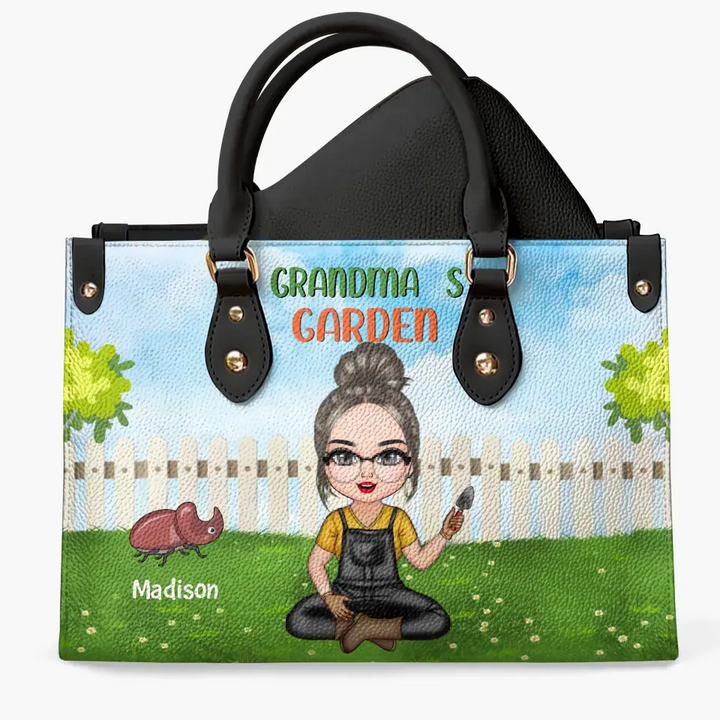 Personalized Leather Bag - Mother's Day, Birthday Gift For Mom, Grandma - Grandma's Garden ARND018