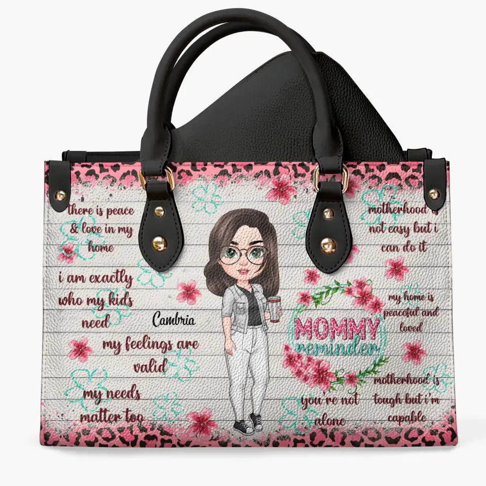 Personalized Leather Bag - Birthday, Mother's Day Gift For Mom, Grandma - Mommy Reminder ARND005