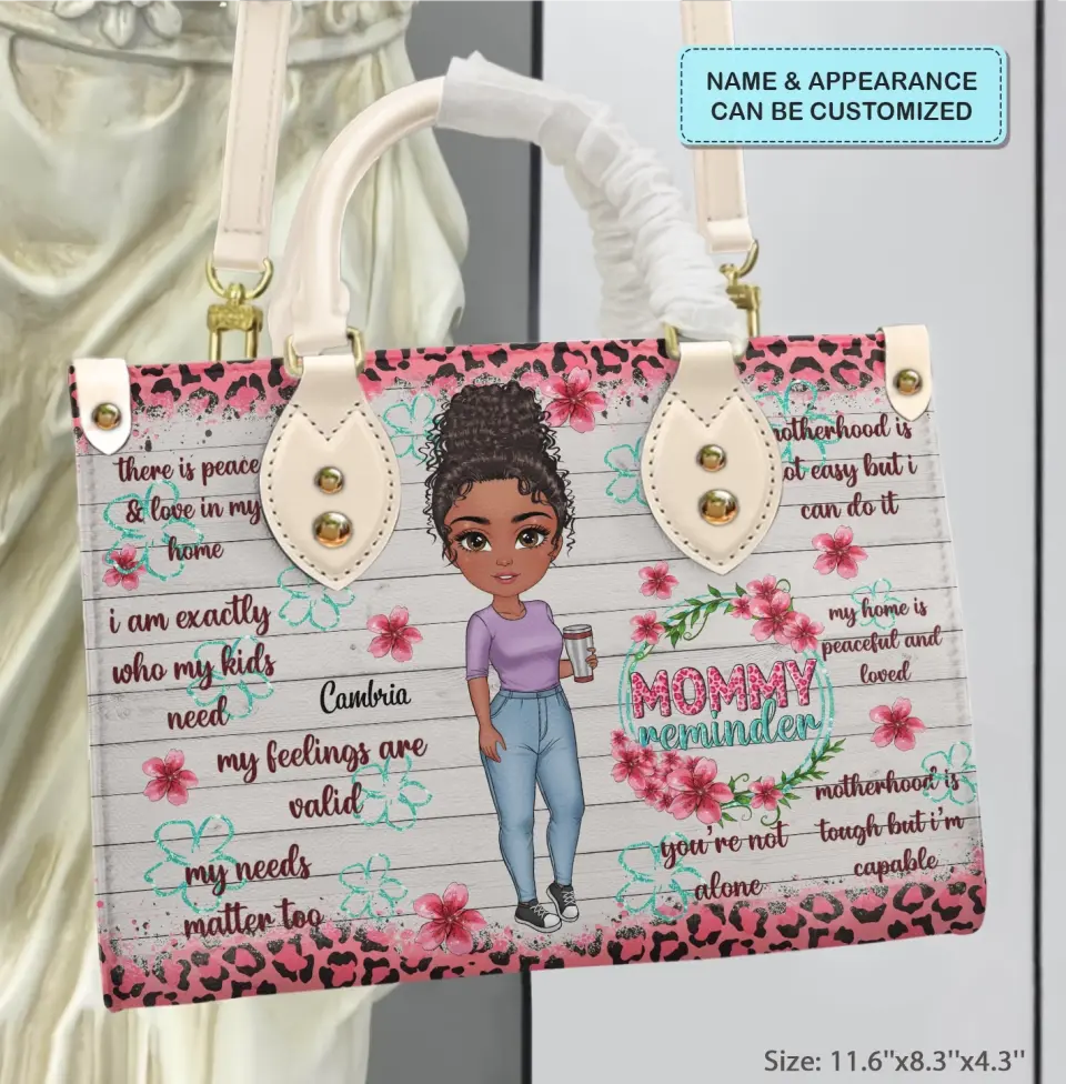 Personalized Leather Bag - Birthday, Mother's Day Gift For Mom, Grandma - Mommy Reminder ARND005
