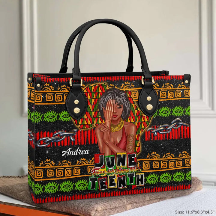Personalized Leather Bag - Gift For Black Woman - Free-ish Since 1865 Juneteenth ARND0014