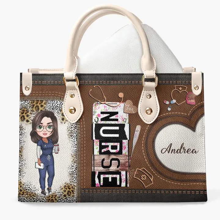 Personalized Leather Bag - Birthday, Nurse's Day For Nurse - Nurse Life Leopard ARND018